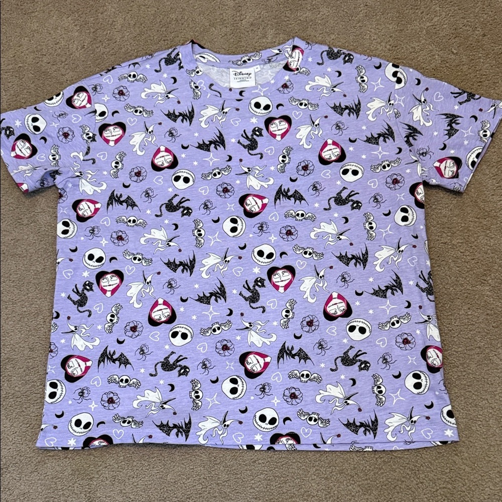 New Disney Nightmare Before Christmas Purple Graphic Women's 2 Piece Pajama Set - Picture 3 of 7